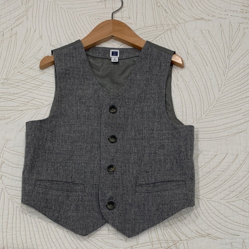 Janie and Jack Gray Button-Up Vest Wool Blend Size 6